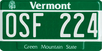 VT license plate OSF224