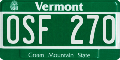 VT license plate OSF270