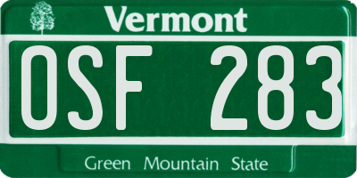 VT license plate OSF283