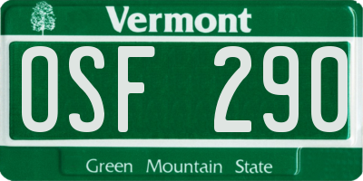 VT license plate OSF290