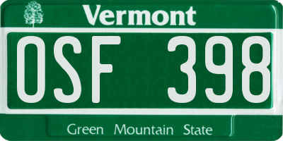 VT license plate OSF398