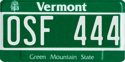 VT license plate OSF444