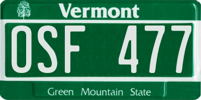 VT license plate OSF477