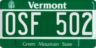 VT license plate OSF502