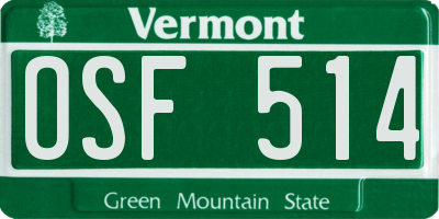 VT license plate OSF514
