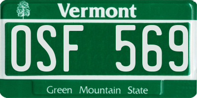 VT license plate OSF569
