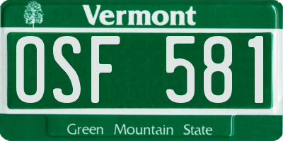 VT license plate OSF581