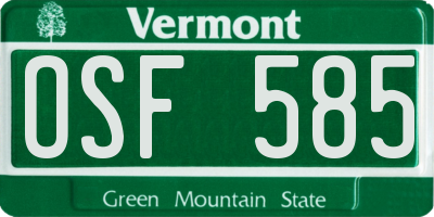 VT license plate OSF585