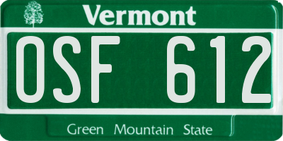 VT license plate OSF612