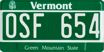 VT license plate OSF654