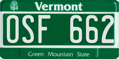VT license plate OSF662