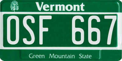 VT license plate OSF667