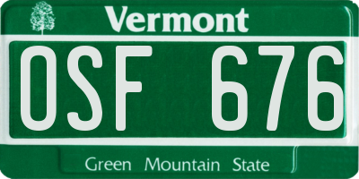 VT license plate OSF676