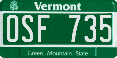 VT license plate OSF735
