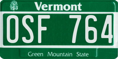 VT license plate OSF764