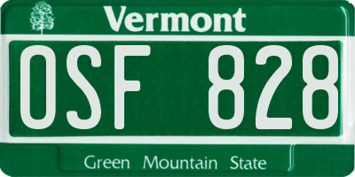 VT license plate OSF828
