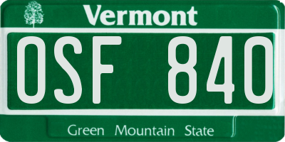 VT license plate OSF840