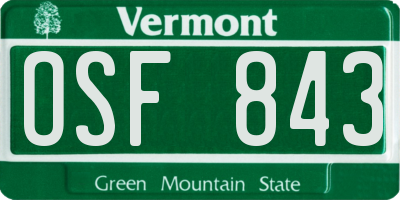 VT license plate OSF843