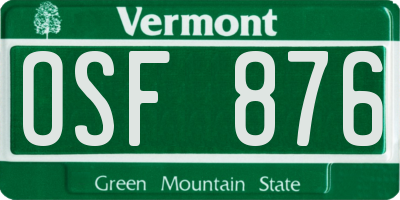 VT license plate OSF876