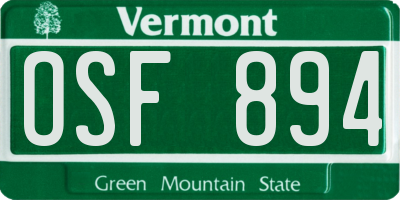 VT license plate OSF894