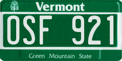 VT license plate OSF921