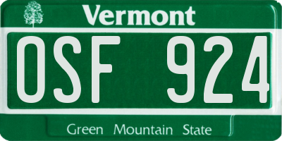 VT license plate OSF924