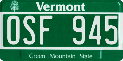 VT license plate OSF945