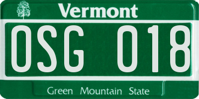 VT license plate OSG018