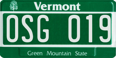 VT license plate OSG019