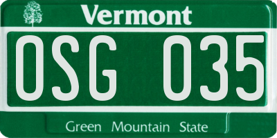 VT license plate OSG035