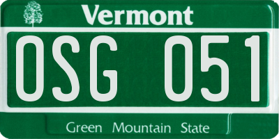 VT license plate OSG051