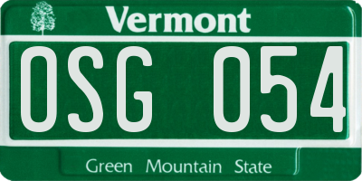 VT license plate OSG054