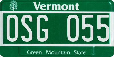 VT license plate OSG055
