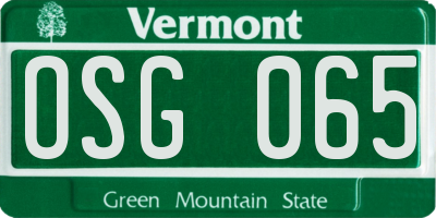 VT license plate OSG065