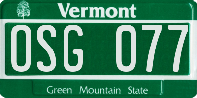 VT license plate OSG077