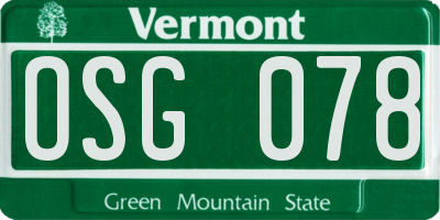 VT license plate OSG078