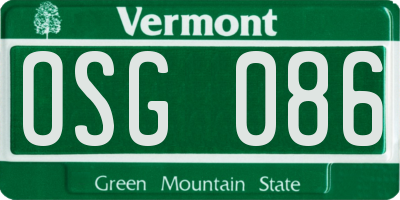 VT license plate OSG086