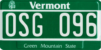 VT license plate OSG096