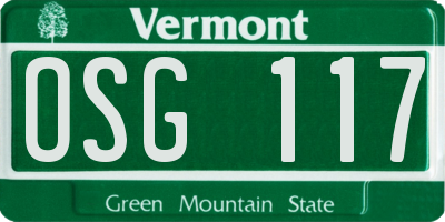 VT license plate OSG117