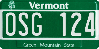 VT license plate OSG124
