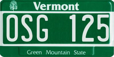 VT license plate OSG125