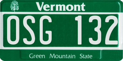 VT license plate OSG132