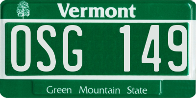 VT license plate OSG149