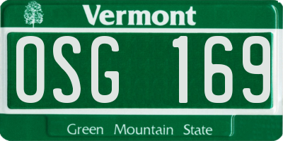 VT license plate OSG169