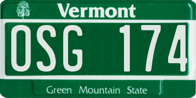 VT license plate OSG174