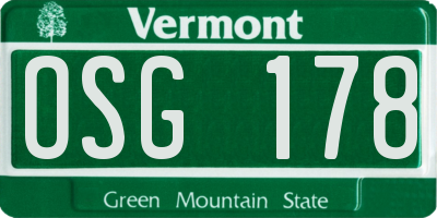 VT license plate OSG178