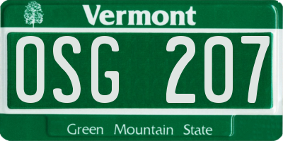 VT license plate OSG207