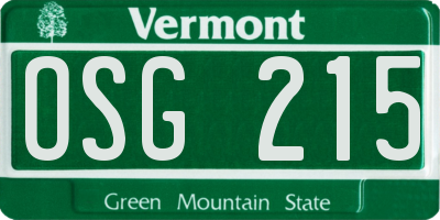 VT license plate OSG215