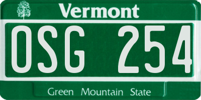 VT license plate OSG254