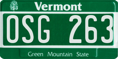 VT license plate OSG263